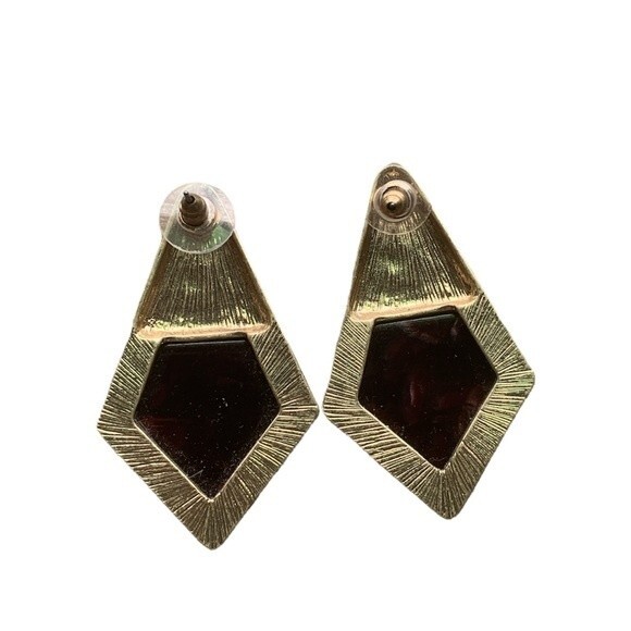 Francesca’s Geometric Red Purple Gold Stud Earrings - Picture 2 of 2